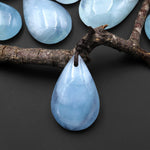 Translucent Natural Blue Aquamarine Teardrop Pendant Gemstone