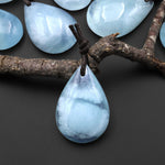 Translucent Natural Blue Aquamarine Teardrop Pendant Gemstone