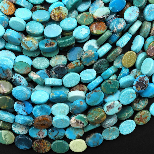 Genuine Natural Turquoise Smooth Oval 8x6mm Beads from Arizona 15.5" Strand