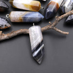 Natural Brazilian Phantom Quartz Point Pendant Natural Golden Brown Smoky Gray Crystal Focal Bead