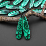 Natural Malachite Earring Teardrop Pair Drilled Matched Gemstone Beads