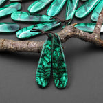 Natural Malachite Earring Teardrop Pair Drilled Matched Gemstone Beads