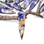 Natural Orange Sodalite Pendant Long Triangle Dagger Side Drilled Focal Bead