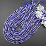 Faceted Genuine Natural Tanzanite 6mm Round Beads Gemstone 15.5" Strand