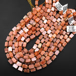 Natural Sunstone Smooth Rectangle Cube Beads 8mm 10mm 15.5" Strand