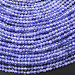 AAA+ Extra Gemmy Faceted Natural Tanzanite Round Beads 2mm Micro Laser Cut Real Genuine Gemstone 15.5" Strand