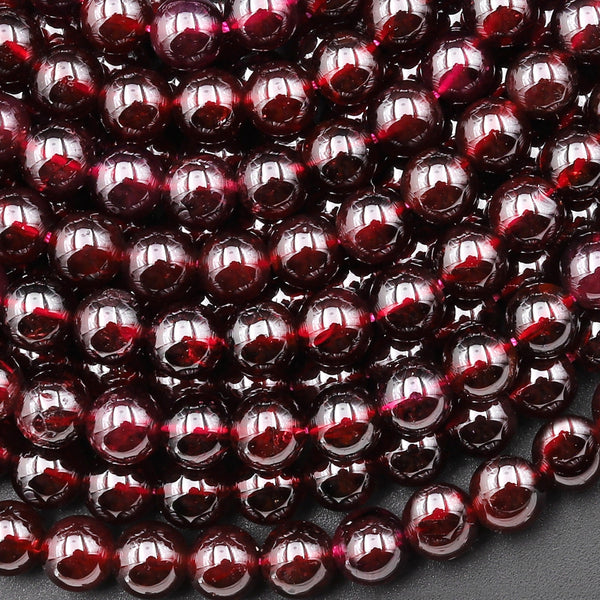 AAA+ Natural Red Garnet 3mm 4mm 5mm 6mm Round Beads 15.5" Strand