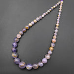 Rare Natural Purple Fluorite Beads Graduating Smooth Round Beads 17" Necklace Strand