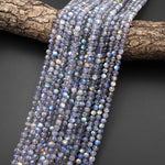 AAA Micro Faceted Natural Labradorite 5mm Round Beads 15.5" Strand