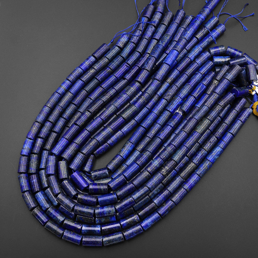 Blue Lapis Smooth 8x14mm Tube Beads 15.5" Strand