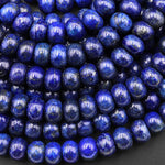 Blue Lapis Smooth 8mm 10mm Rondelle Beads 15.5" Strand