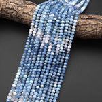 Faceted Natural Aquamarine Rondelle Beads 5mm 6mm Gradient Blue Shades 15.5" Strand