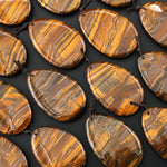 Natural Golden Brown Tiger Iron Pendant FreeformTeardrop Shape Pendant