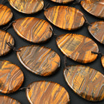 Natural Golden Brown Tiger Iron Pendant FreeformTeardrop Shape Pendant