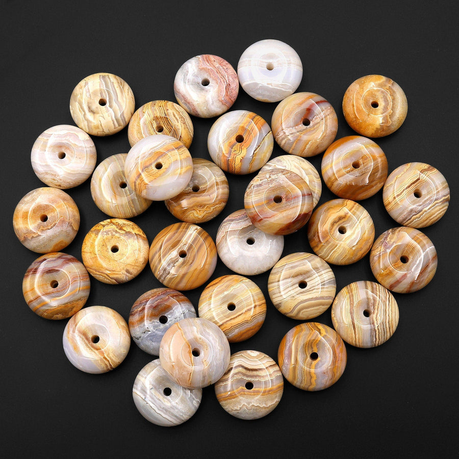 AAA Natural Mexican Crazy Lace Donut Pendant Focal Bead 20mm 24mm