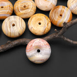 AAA Natural Mexican Crazy Lace Donut Pendant Focal Bead 20mm 24mm