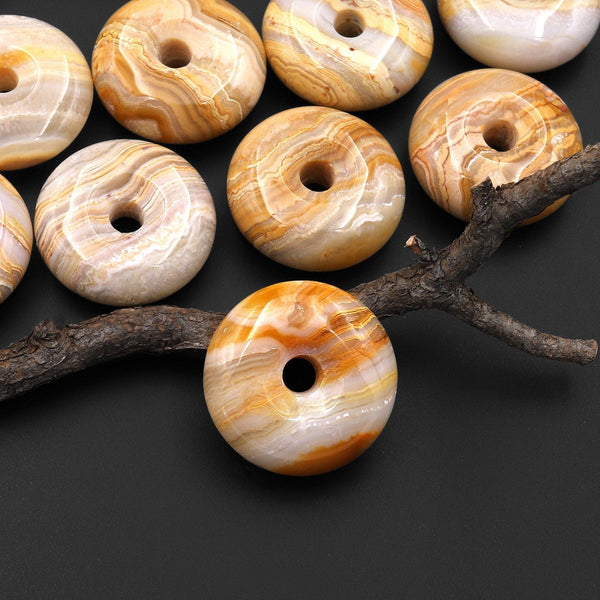 AAA Natural Mexican Crazy Lace Donut Pendant Focal Bead A44