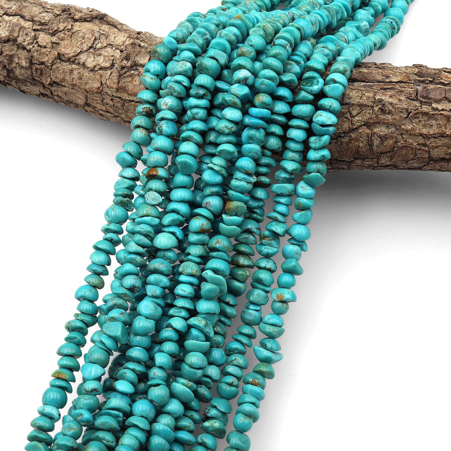 Natural Turquoise Freeform 5mm 6mm 8mm Nuggets Untreated Genuine Real Stunning Blue Green Turquoise Gemstone Beads 15.5" Strand