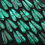 Natural Malachite Earring Butterfly Wing Teardrop Pair Drilled Matched Gemstone Beads