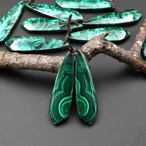 Natural Malachite Earring Butterfly Wing Teardrop Pair Drilled Matched Gemstone Beads A5