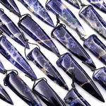 Natural Orange Sodalite Pendant Side Drilled Long Triangle Dagger Gemstone