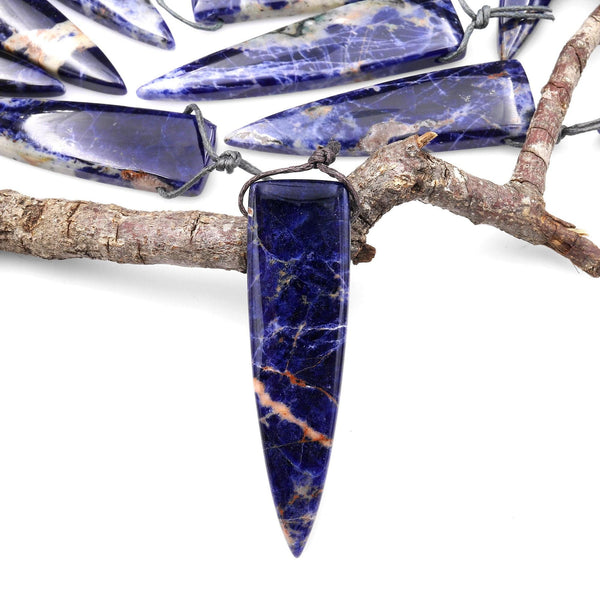 Rare Natural Orange Sodalite Pendant Long Triangle Dagger Side Drilled Focal Bead A3