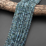 AAA Natural Paraiba Blue Tourmaline Faceted 3mm Rondelle Beads Micro Diamond Cut Indicolite Gemstone 15.5" Strand