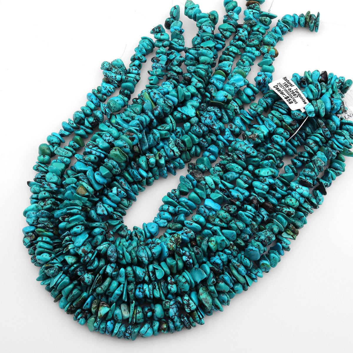 Natural Turquoise Freeform Rondelle Chip Nugget Beads Genuine Real Stu ...