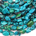 Natural Turquoise Freeform Raw Nugget Beads Untreated Genuine Real Stunning Blue Green Turquoise Gemstone 15.5" Strand