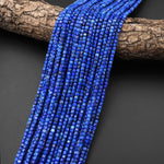 AAA Natural Denim Blue Lapis Gemstone Faceted 3mm Cube Gemstone Beads 15.5" Strand