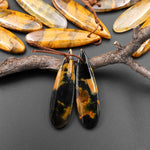 Natural Golden Pietersite Earring Teardrop Gemstone Drilled Matched Bead Pair