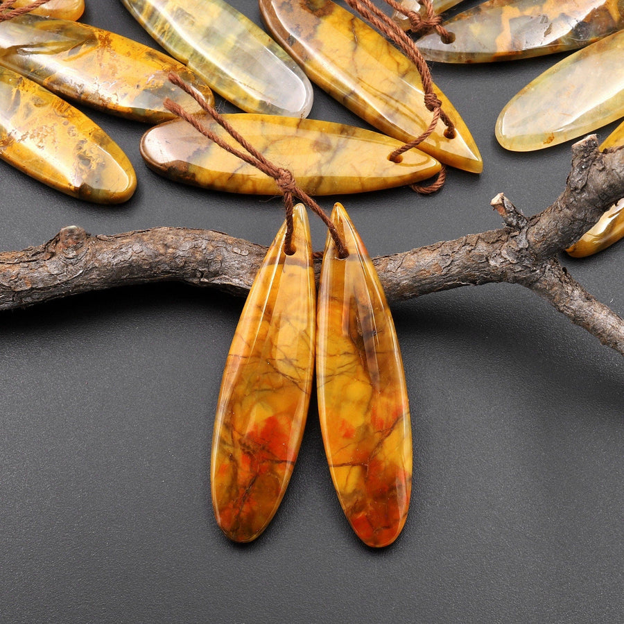 Natural Golden Pietersite Earring Teardrop Gemstone Drilled Matched Bead Pair