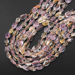 AAA Faceted Natural Lilac Purple Amethyst Golden Citrine Nugget Beads Hand Cut Gemstone 15.5" Strand