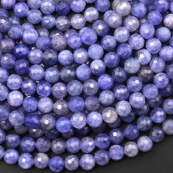 Faceted Genuine Natural Tanzanite 6mm Round Beads Gemstone 15.5" Strand