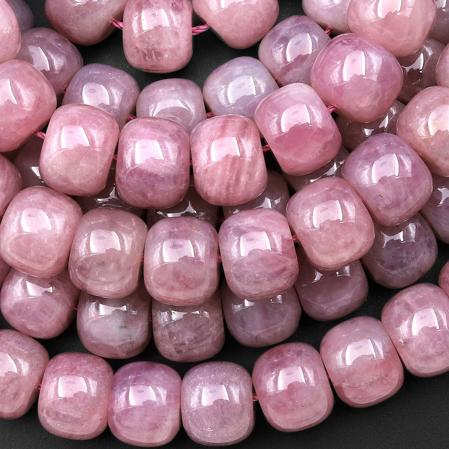 AAA Rare Natural Mauve Pink Madagascar Rose Quartz Smooth Wheel Rondelle 12mm Beads 15.5" Strand