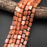 Natural Sunstone Smooth Rectangle Cube Beads 8mm 10mm 15.5" Strand