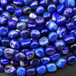 Vibrant Natural Blue Lapis Freeform Nugget Beads 6mm 10mm Gemstone 15.5" Strand