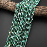 Real Genuine Natural Green Emerald Gemstone Faceted 4mm Round Beads Gemstone May Birthstone 15.5" Strand