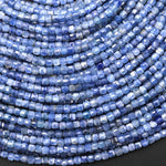 Natural Silvery Blue Kyanite Faceted 2mm Cube Beads Gemstone 15.5" Strand