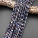 AAA Natural Rainbow Labradorite Faceted 4mm Cube Beads 15.5" Strand