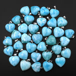 Natural Blue Larimar Heart Pendant Genuine Real Genuine Larimar Gemstone