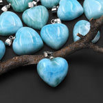 Natural Blue Larimar Heart Pendant Genuine Real Genuine Larimar Gemstone