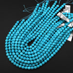 Turquoise Howlite Faceted 8mm Round Stunning Sleeping Beauty Blue Color 15.5" Strand