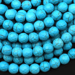 Turquoise Howlite Faceted 8mm Round Stunning Sleeping Beauty Blue Color 15.5" Strand