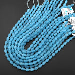 Matte Blue Aqua Stone "Aquamarine" Smooth Teardrop Beads Vertically Drilled Good for Earrings 10x7mm 15.5" Strand