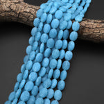 Matte Blue Aqua Stone "Aquamarine" Smooth Oval Beads 15.5" Strand