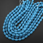 Matte Blue Aqua Stone "Aquamarine" Smooth Drum Barrel Beads 15.5" Strand