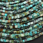 Natural African Turquoise 4mm Cube Beads Gemstone 15.5" Strand