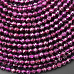 AAA Faceted Natural Mozambique Purple Garnet 4mm Round Gemstone Beads 15.5" Strand