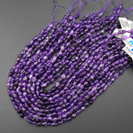 Natural Amethyst Beads Small Freeform Smooth Oval Pebble Nugget Rich Purple Gemstone 15.5" Strand